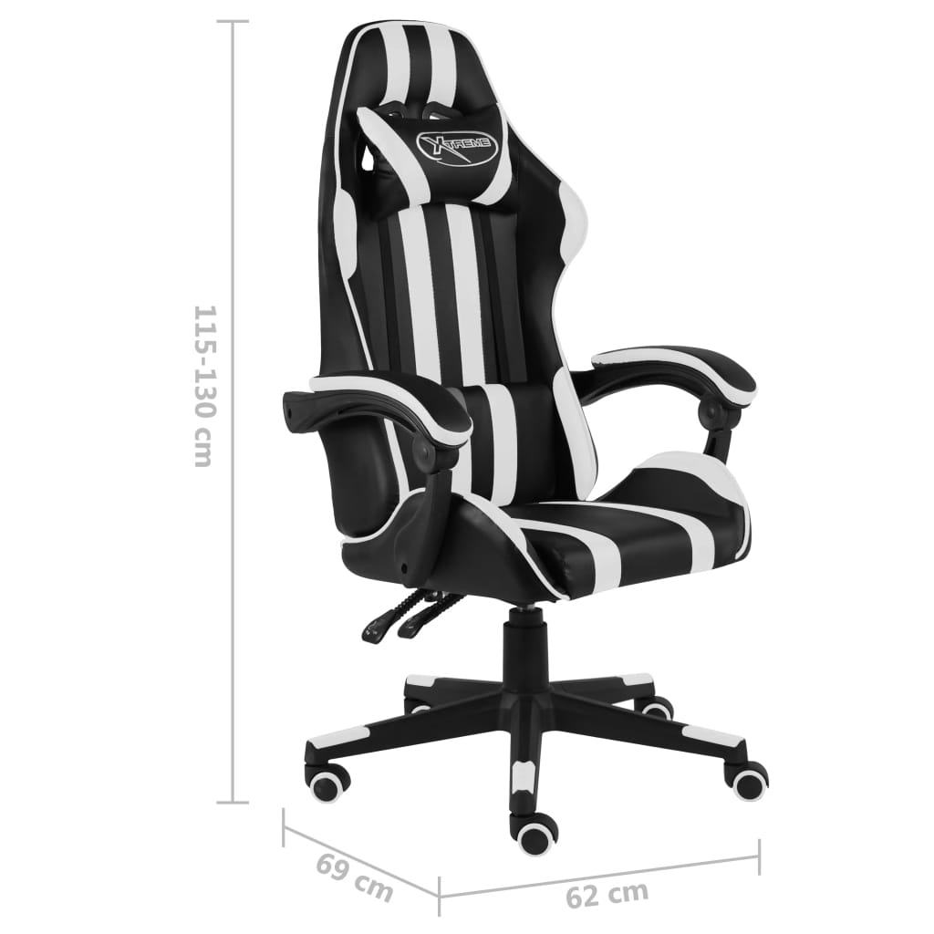 Gaming Chair In Black and White Synthetic Leather