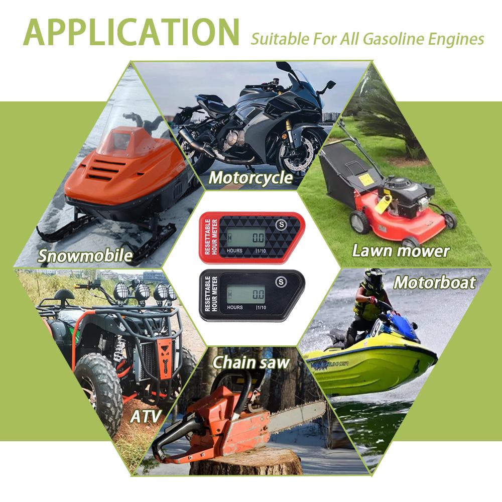 Motorcycle Waterproof LCD Vibration Resettable Hour Meter ABS Counter For Motorcycle/ATV/Motorboat/Lawn Mower