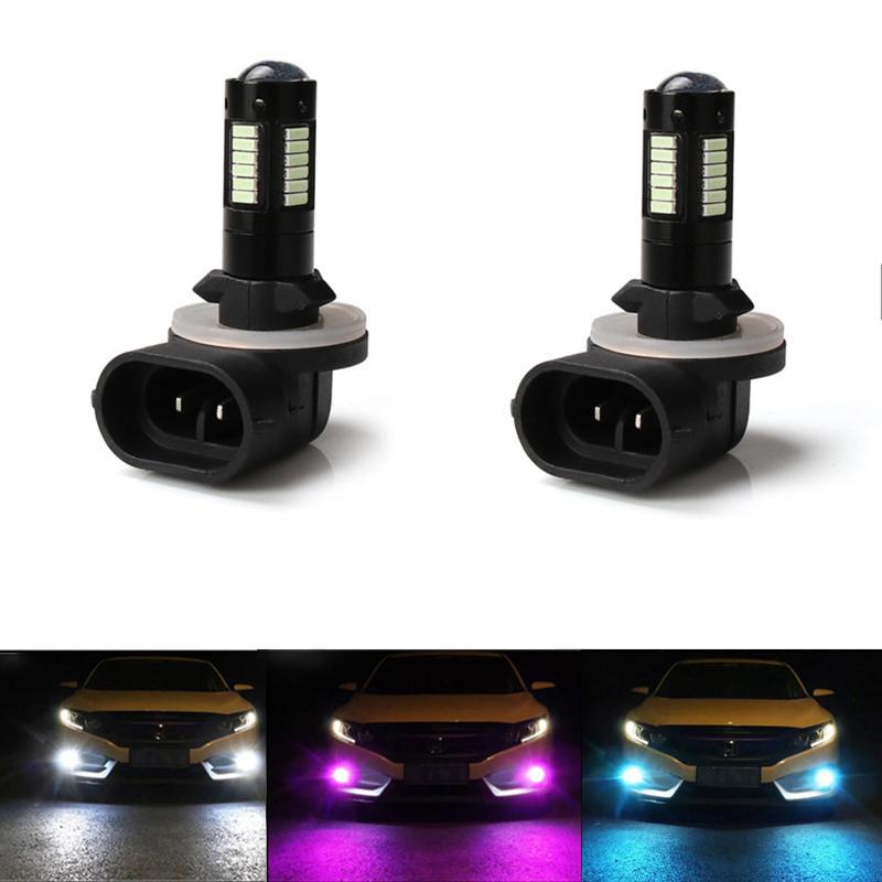 2PC White 30-SMD 4014 880 881 889 H27 LED Replacement Automotive Light Bulbs For Auto Fog Lights DRL Lamps 12V Yellow ICE BLUE