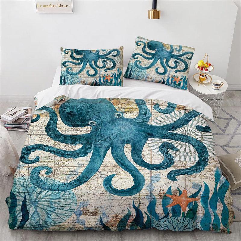 Comforter Sea Turtle Marine Life Theme Bedding Set Cute Sea Animals Ocean Octopus Comforter S For Kids Decor