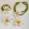 Elegant 3-Piece Set: Beaded Floral Resin Earrings, Necklace, and Bracelet for Women