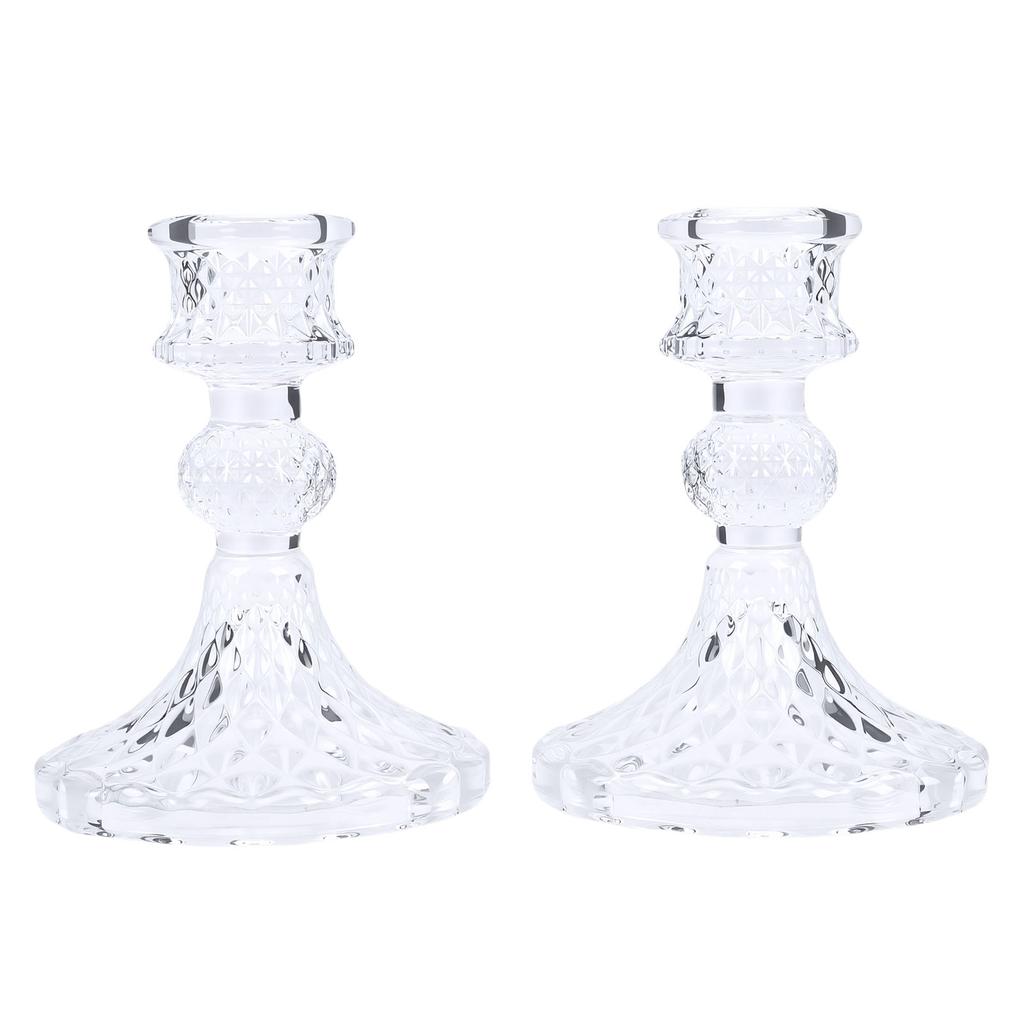Candlestick Holders Set Clear Glass Taper Candle Holders for Wedding Party Romantic Dinner Festival Windowsill Decor