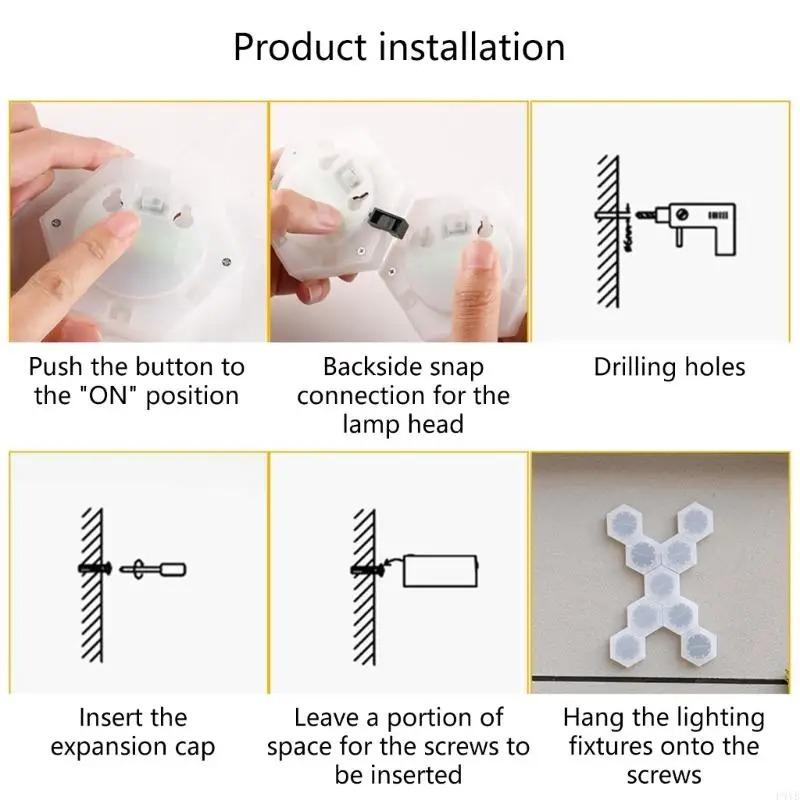 6Pcs Solar Outdoor Wall Lights Spliceable Waterproof Hexagonal Lights for Garden Decoration Atmospheres Lighting