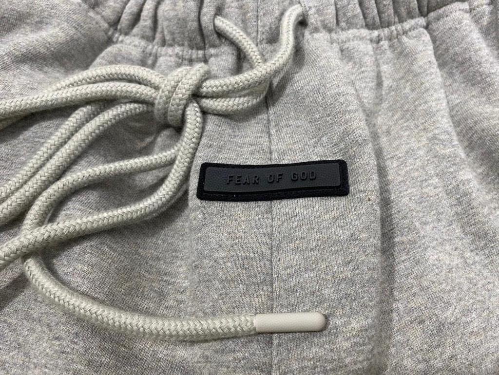 Essentials Mid-Waist Leather Label Fleece Casual Shorts