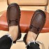 Klassische handgefertigte lässige Lederschuhe Herren-Loafer, bequeme Mokassins, flache Herrenschuhe, echtes Leder, Herrenschuhe
