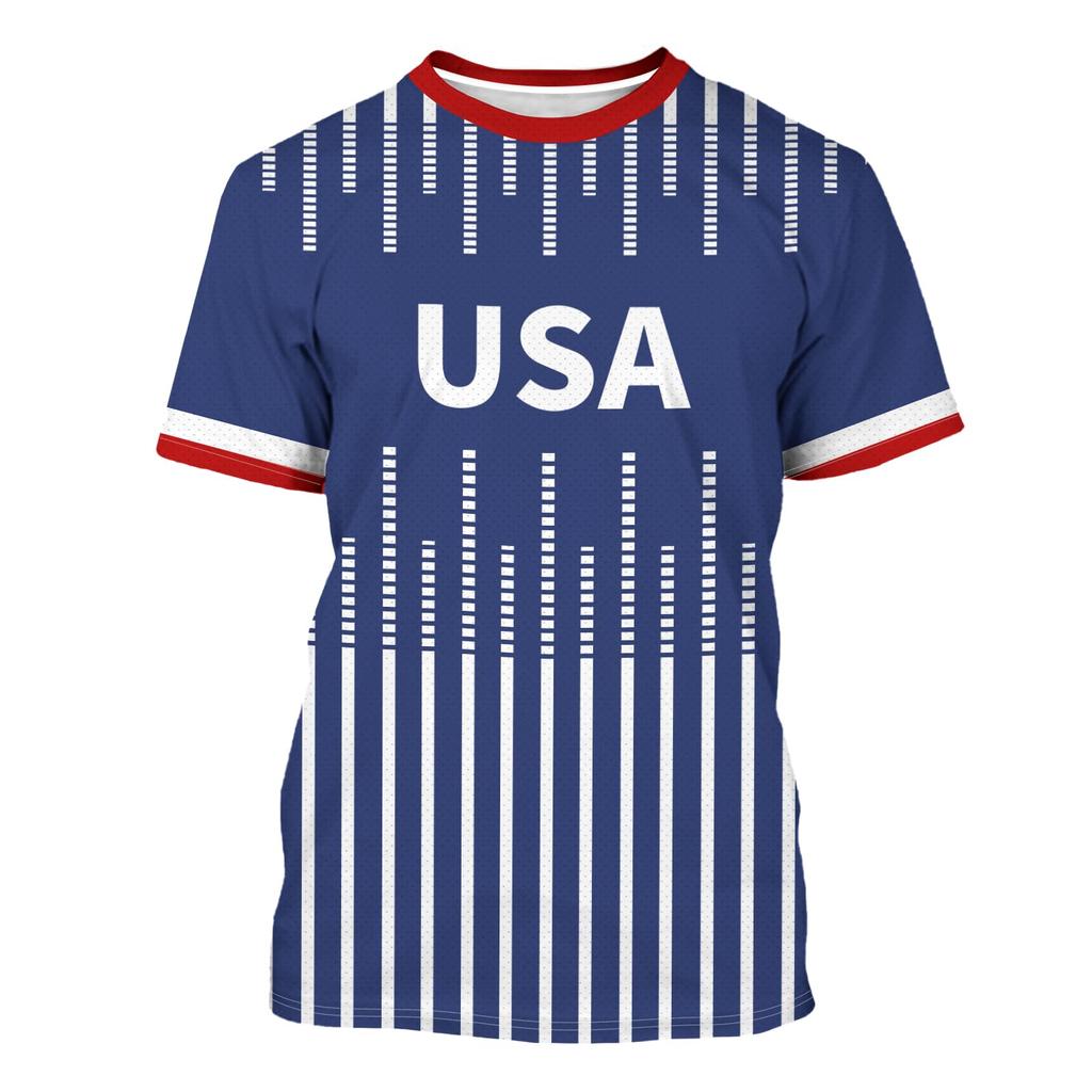 Unisex Retro Style Soccer Fan Jersey USA Graphic Printed Short Sleeve Crew Neck Athletic Fit Tee Shirt for Sports and Casual Wear