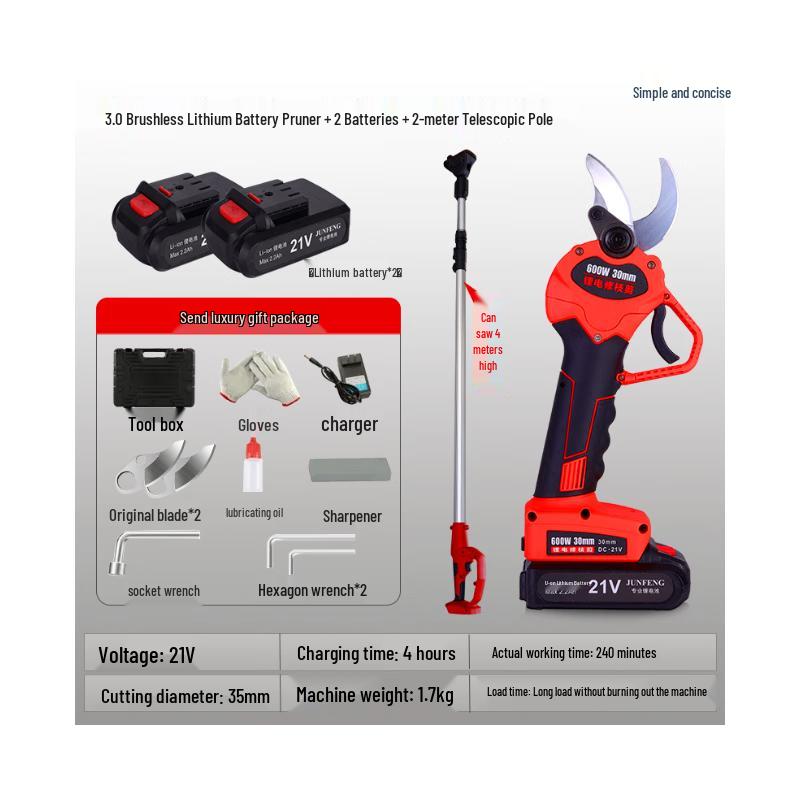 Rechargeable Cordless Telescopic Electric Pruning Shears CN plug (adapter included)