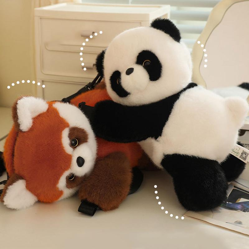 Bjørn Panda Ryggsekker Søte Tegneseriedyr Skuldervesker Utstoppet Rød Panda Telefonvesker Barneskolesekker Jenter Bursdagsgave