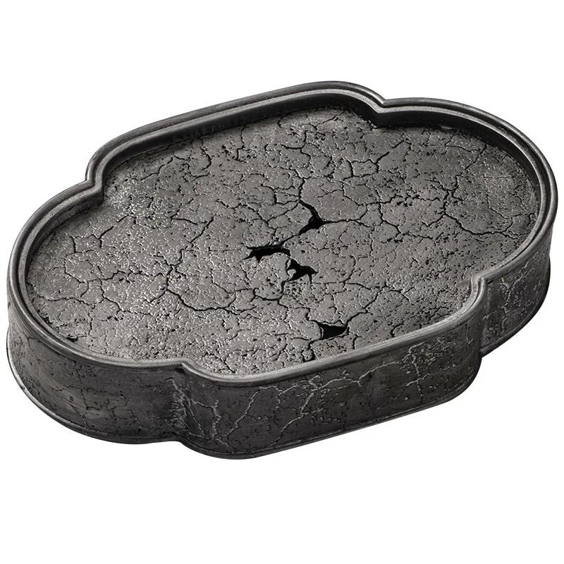 

Pure Tin Old Pot Tray Retro Japanese Style Kung Fu Tea Set Dry Pour Table Tea Plate Water Drop Container Tea Tray Tea Table