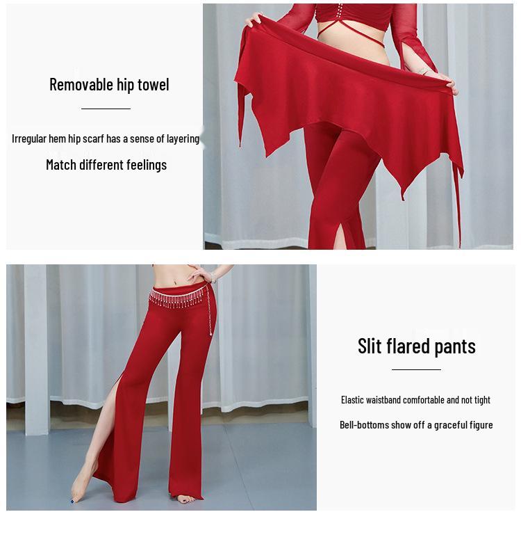 Belly Dance 2025 Women's Long Pants Set - Sexy Spring/Summer Oriental Dance Practice & Performance Costume for Beginners