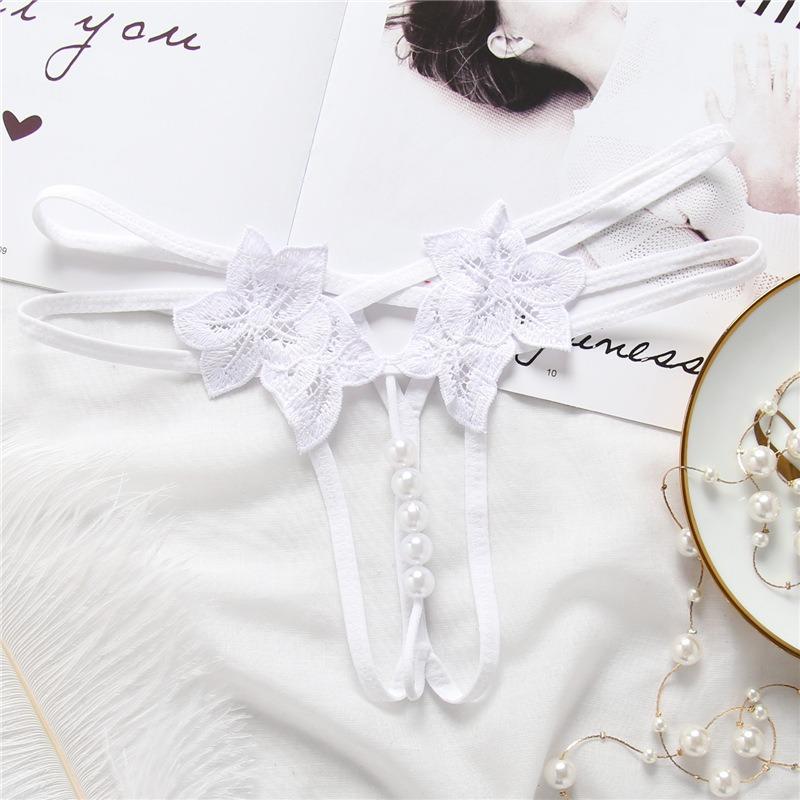 Solid Color Embroidered Women's Underwear Crotchless Erotic G-string Sexy Thong Intimates Accessories Porn Panties Couple Fun