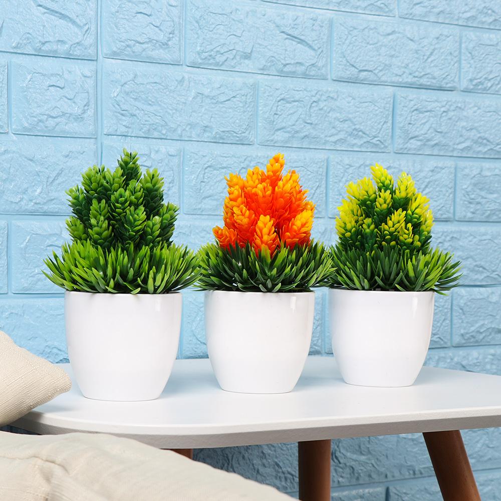 1 SET Gift Desktop Ornament Home Decor Artificial Flower Fake Potted Simulation Bonsai Plastic Plant