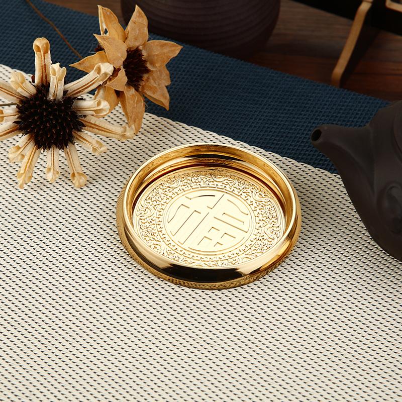 Chinese Style Metal Tea Cup Coaster Heat Insulation Cup Pad Drink Cup Coaster for Tea Coffe Milk Kitchen Supplies