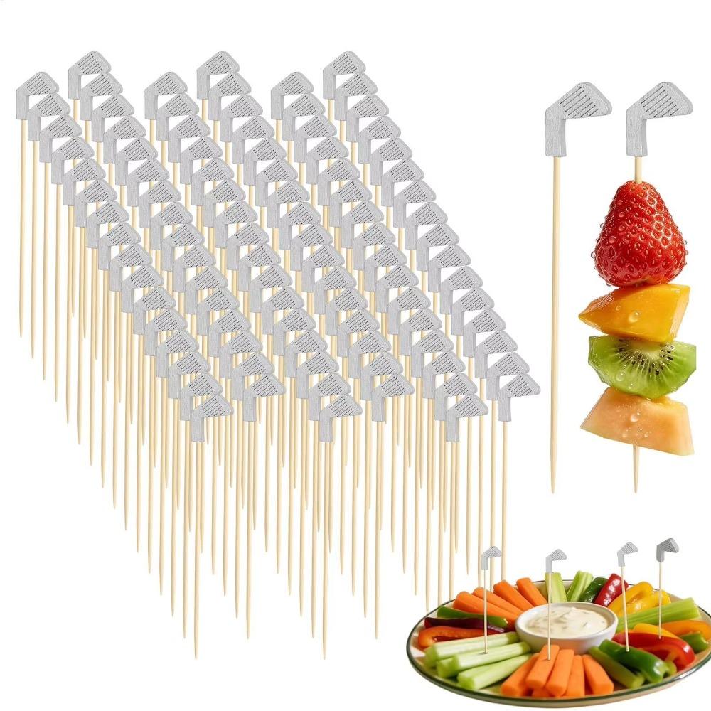 100Pcs/Set Golf Club Head Design Disposable Golf Cocktail Picks Fruit Skewers  Golf Theme Party