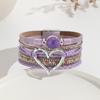 Boho Layered Leather Wrap Bracelet With Natural Stone Heart Charm Women