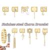 Wholesale Heart Butterfly Bow Flower Chain Pendant Golden Italian Charm Fit 9MM Stainless Steel Bracelet Women DIY Jewelry Gift