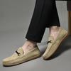 New Punching Fashionable Lightweight Breathable Men Casual Loafers Shoes Soft Soled Comfortable Non Slip Large Size Bean Shoes