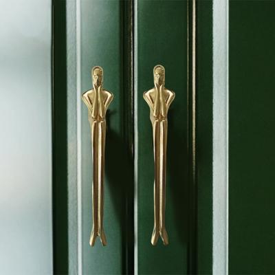 Door Handle Thinker-shaped High Hardness Fine Polishing Brass Drawer Cupboard Door