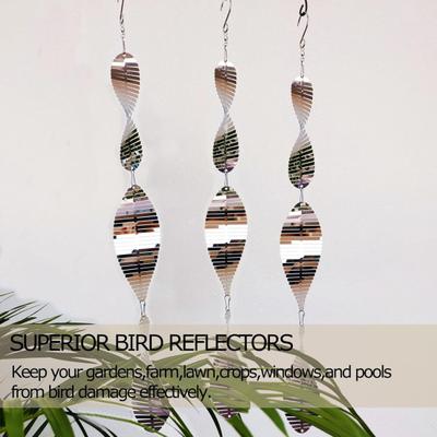 3D Spiral Wind Spinner Bird Scare Decoration Outdoor Garden Yard Farm Hanging Stainless Steel