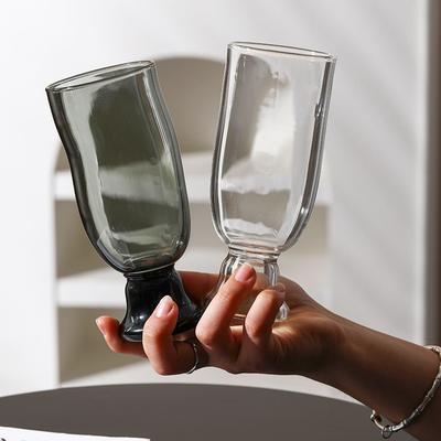 Transparent Black Contrasting Color Colored Glass Cup Ins Wind Resistant High Temperature Household Water Cup Dessert Cup Milk Tea Cup