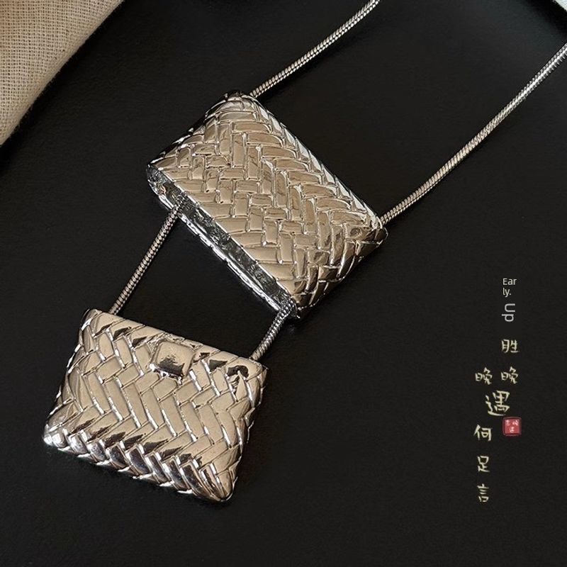 

Fashion Silver Woven Bag Women s Stylish Necklace Middle Ages Woven Bag Necklace