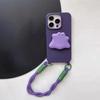 Minimalist Purple Monster Stand Phone Case with Hanging Strap For iPhone 11 12 13 14 15 16 Pro Max 17 Air