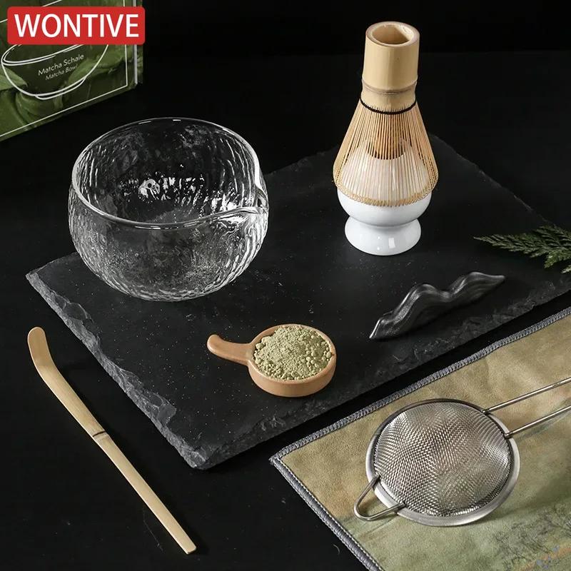 3/4PCS/7PCS Japanese Matcha Set Bamboo Tea Brush Glass Tea Bowl Composition Chinese Traditional Handmade Tea Tools