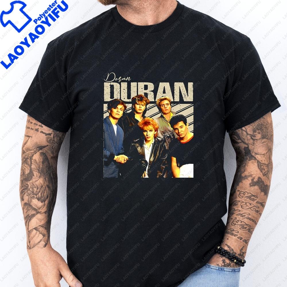 Retro Duran Duran Print Tshirt Unisex Streetwear Shortsleeved Shirt Suitable for Both Unisex and Unisex Large Size