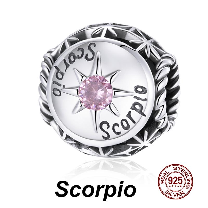 

WOSTU Real 925 Silver Beads Charm Fit Bracelet Constellations Pendant Bangle Jewelry Birthday Gift CQC1725