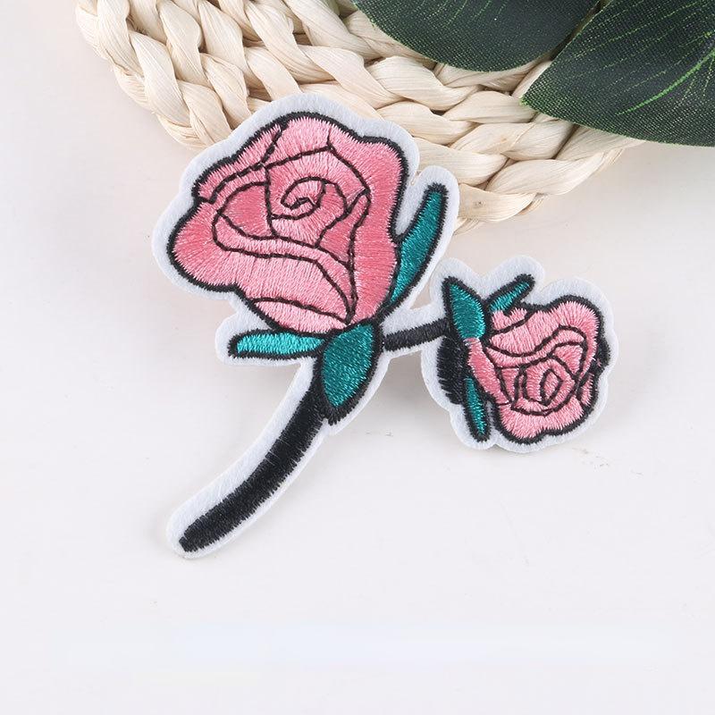11Pcs/Set Embroidery Rose Flower Sew Iron on Home Patch Badge Bag Hat Dress Applique Rose Patch