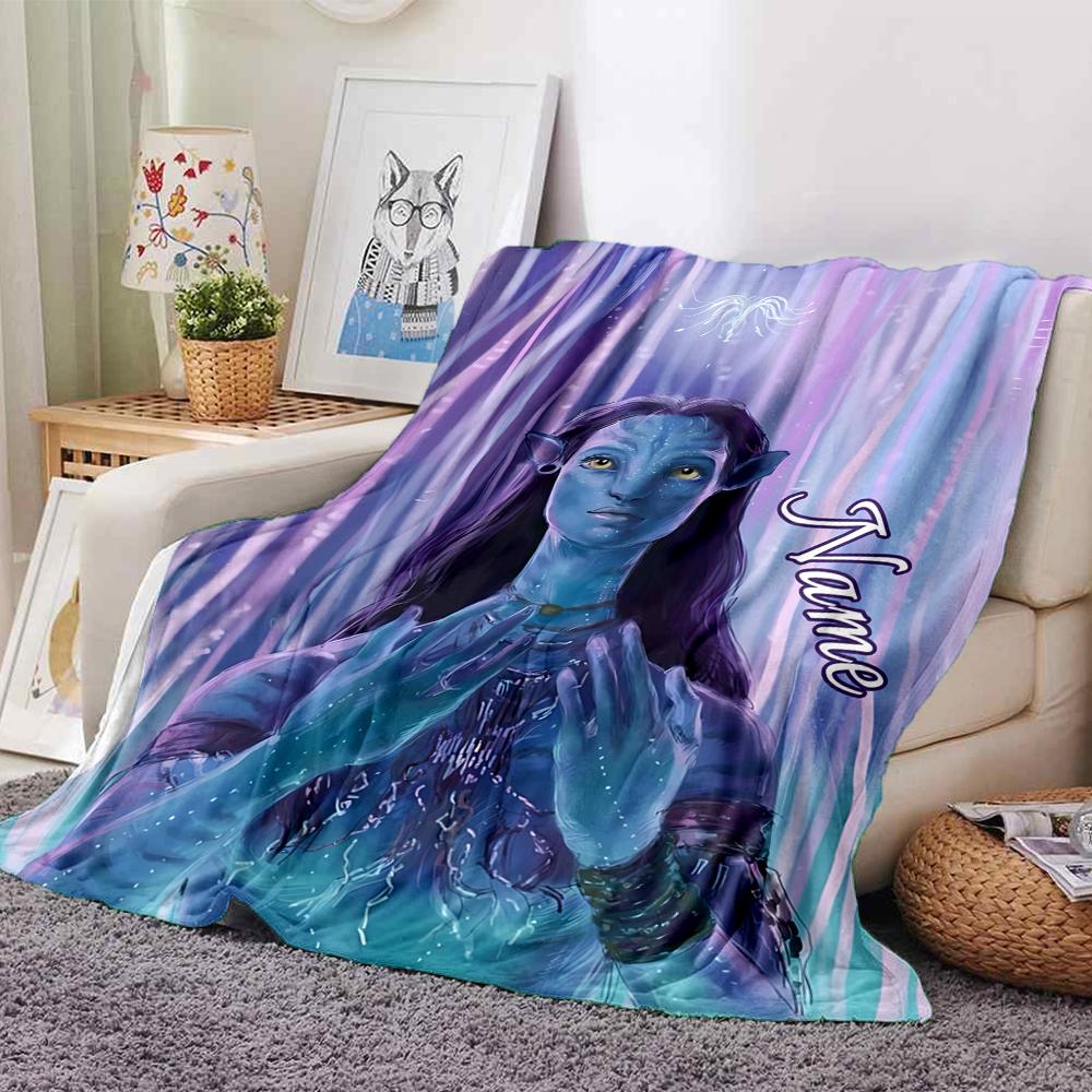 Custom Name Avatar Blue Beauty Party Blanket For Couch Bed Plush Cozy Fuzzy Blanket Super Soft Warm Blankets For Fall And Winter 0916282