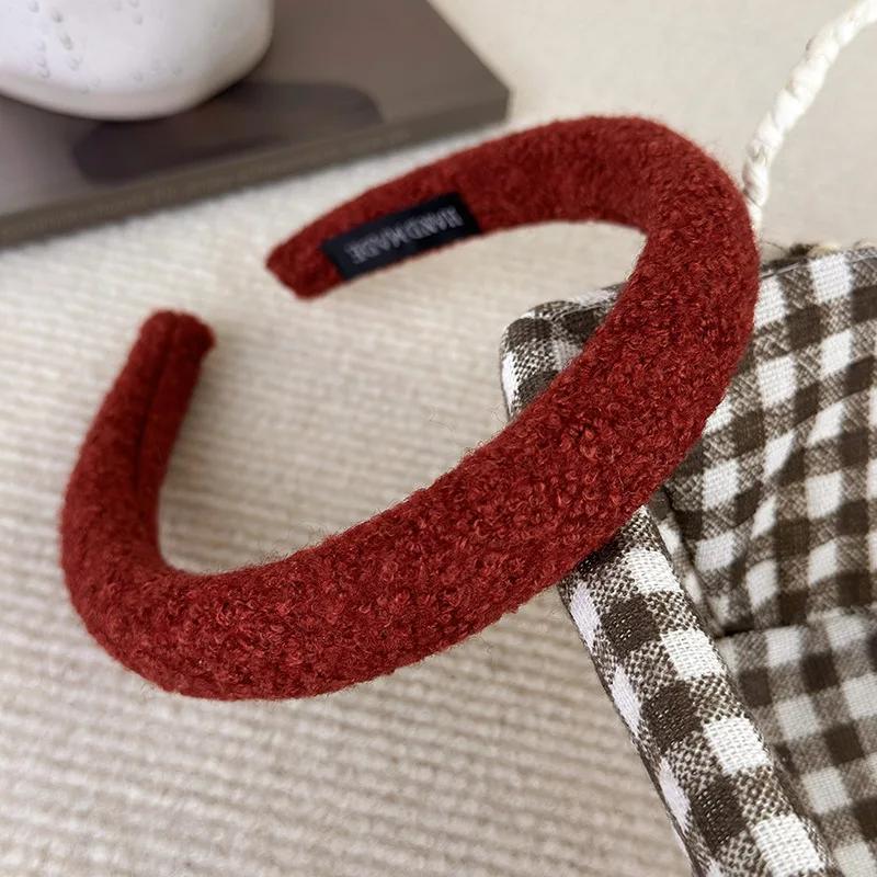 Vinter Retro Ensfarvet Plys Pannebånd Svamp Bredt Hårbånd For Kvinner Jente Enkelt Elegant Hårbøyle Mote Hårtilbehør