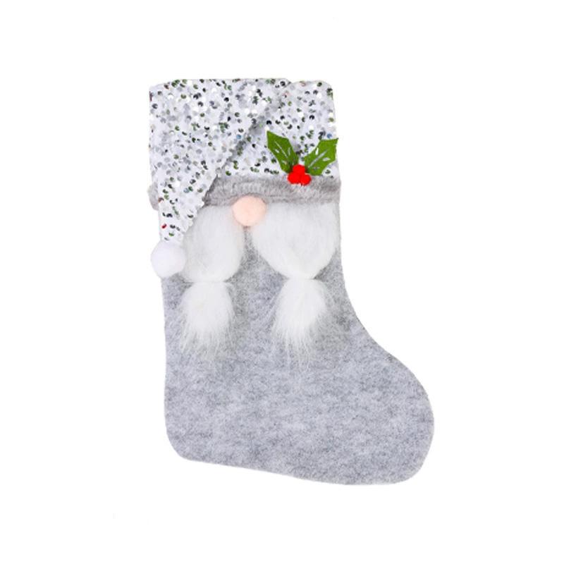 

1 шт. Подарочный пакет Праздничный наряд Сверкающая рождественская витрина Товары для вечеринки Рождественские декоративные носки Рождественская шляпа C серый