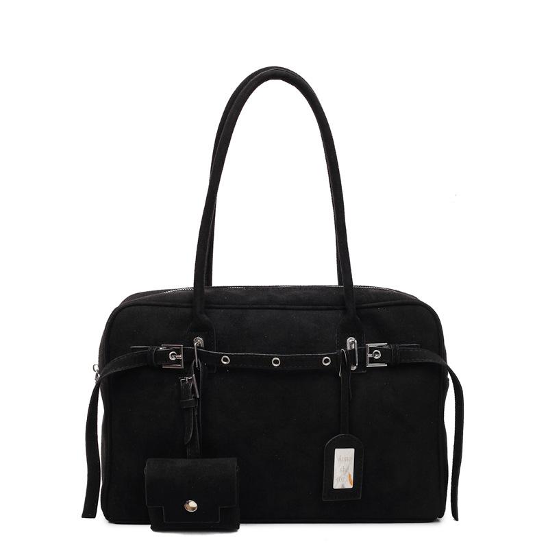 

Handbag bag women s new autumn retro shoulder bag suede simple and versatile large-capacity armpit bag чёрный