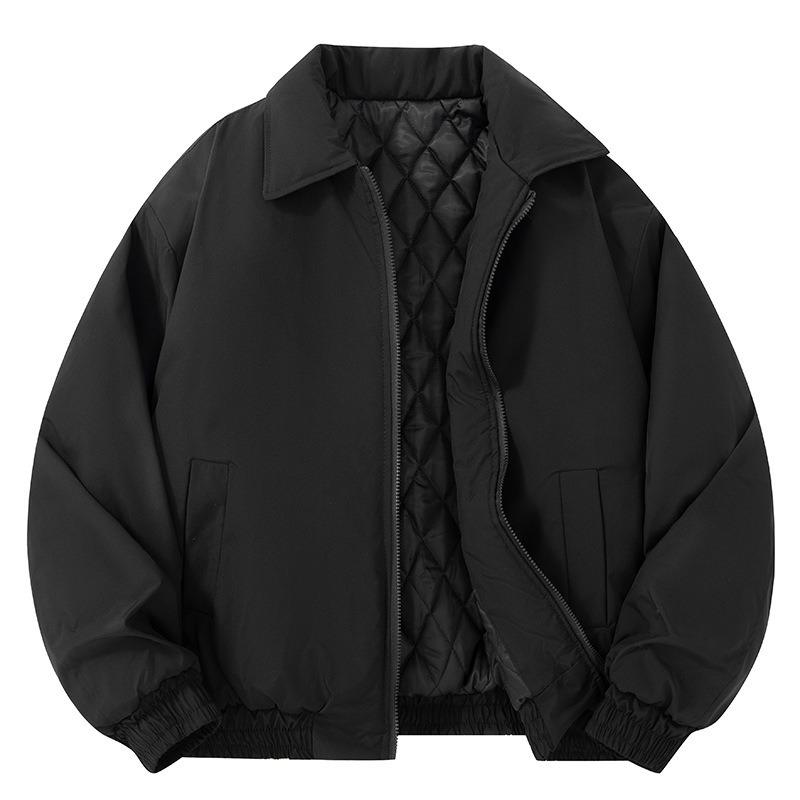 Padded Jacket Simple Men s Winter Loose Large Size Padded Jacket Piled Thickened Jacket Men s Padded Jacket M чёрный