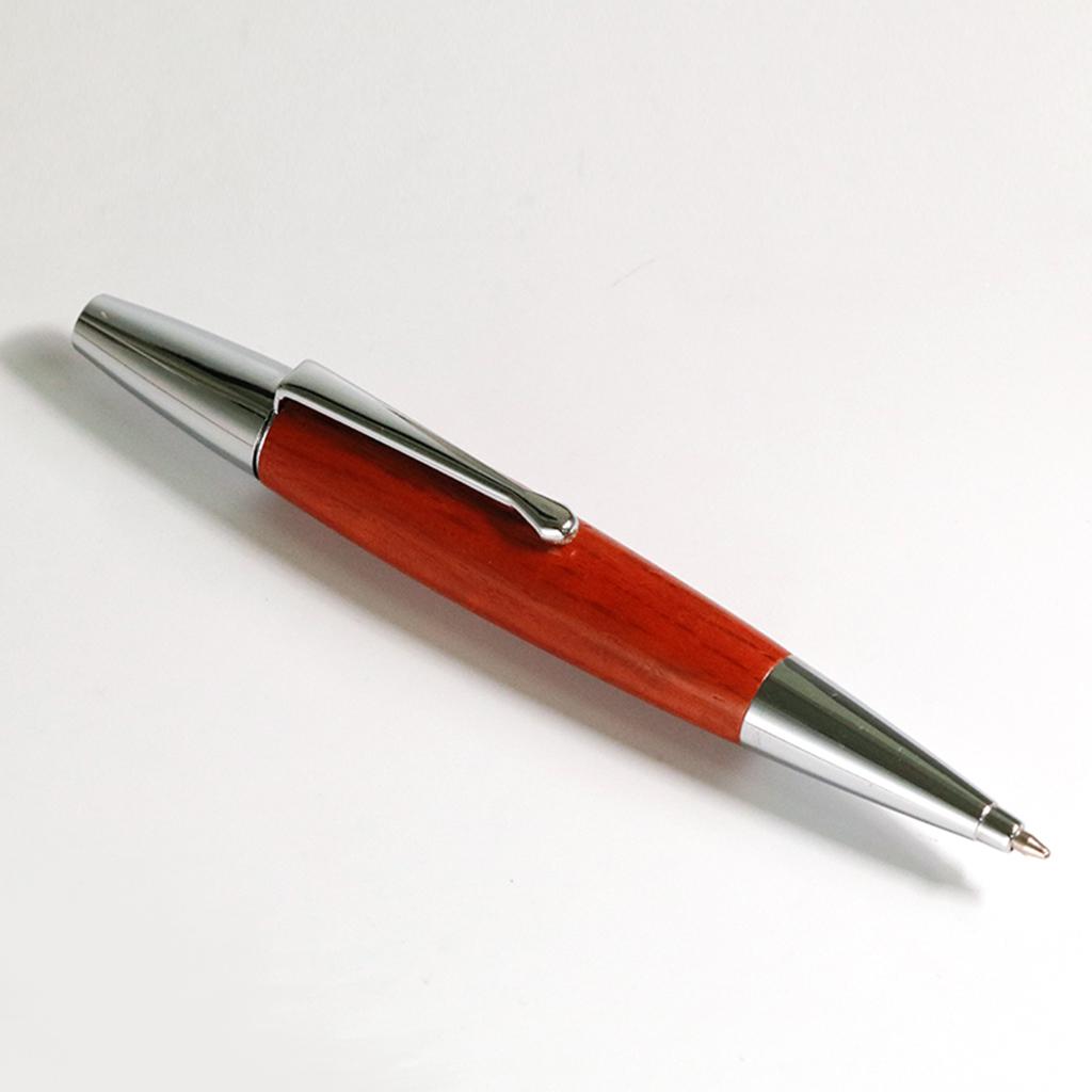 Red Willow Wood Silver Chessboard Twist Trim Fat Ballpoint Pen Writing Tool School Office Stationery