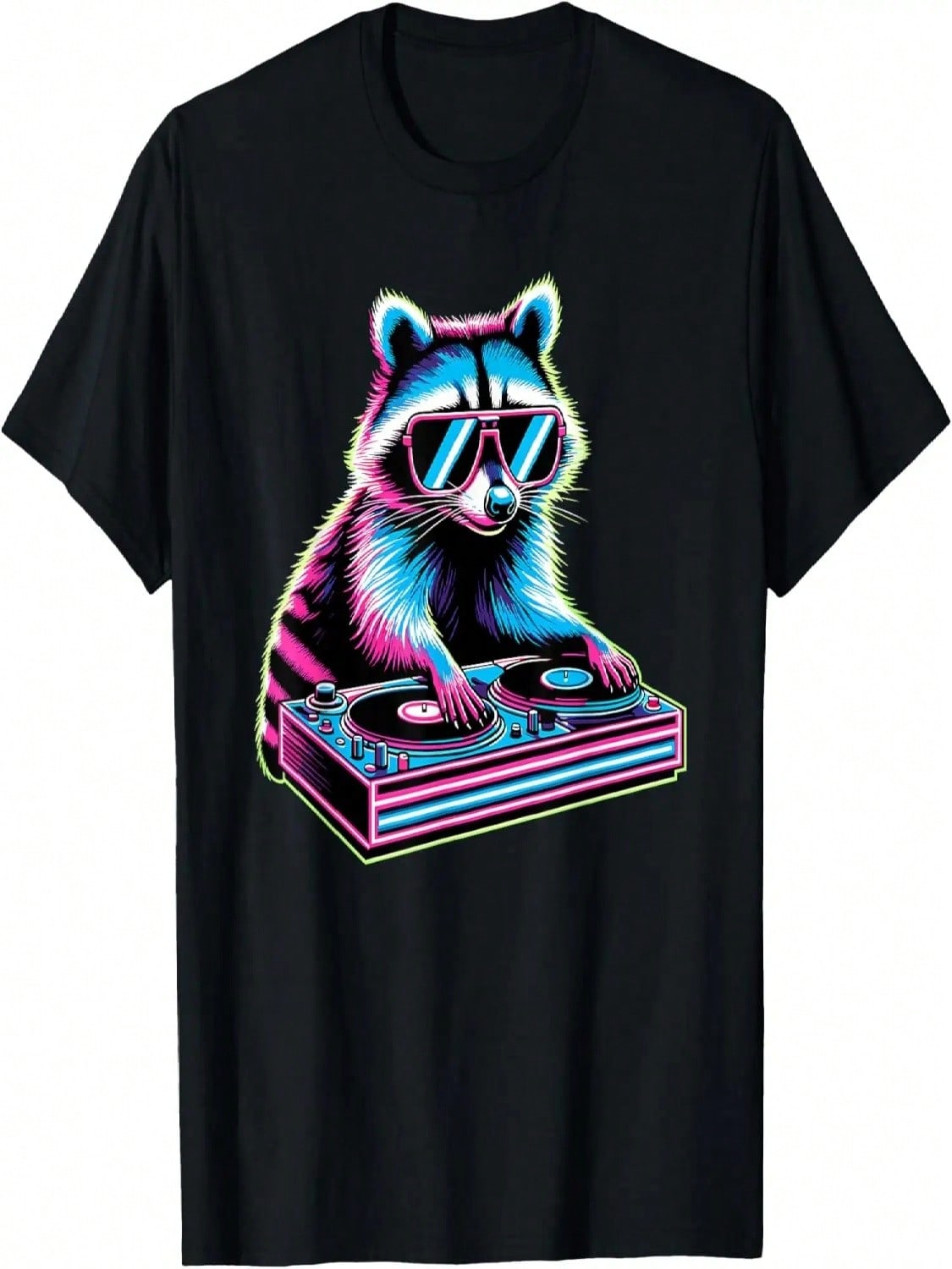 Retro Raccoon DJ Kids Funny Raccoon T-Shirt S