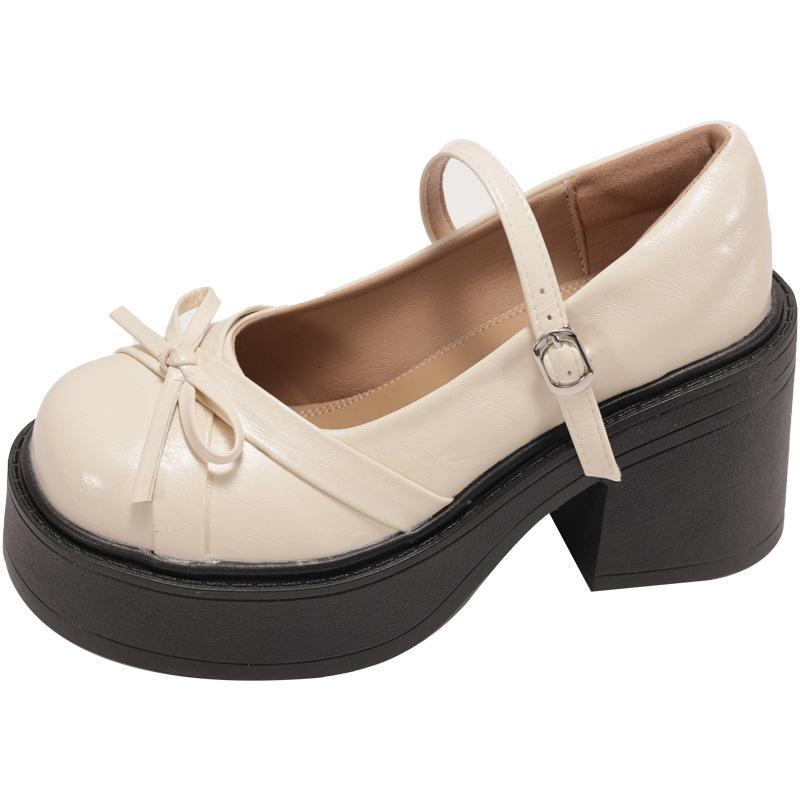 Fairy style French retro bow Mary Jane shoes female 2025 spring new small fragrant style gentle temperament high heels