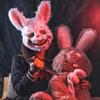 LED Glowing Cosplay Bloody Rabbit Mask Halloween Scary Killer Bloody Bear Headgear Carnival Masquerade Horror Costume Prop