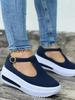 Fashion Womens Shoes Fashion Large Size Casual Shoes Spring Platform Round Toe Loafers Women Buckle Wedge Women's Shoes Zapatillas Mujer