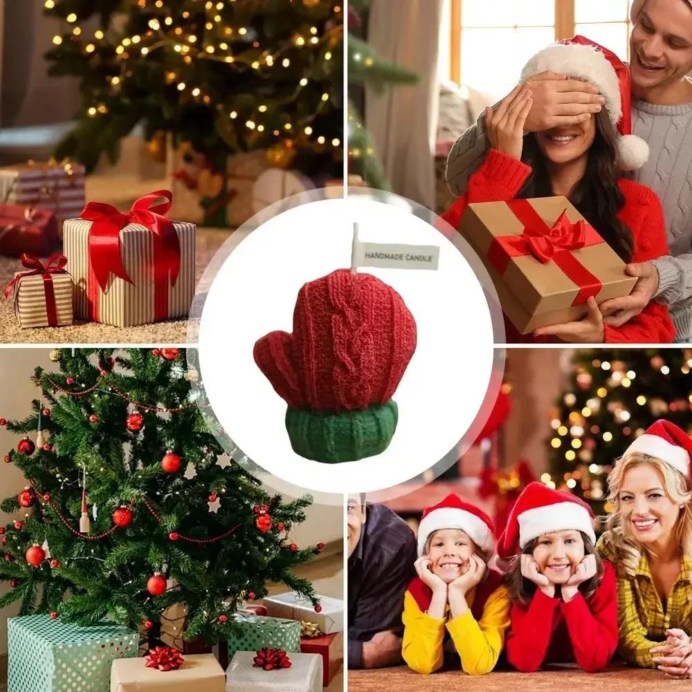 Christmas 3D Woolen Gloves Aromatherapy Candle Festive Scented Candle Handmade Christmas Ornament Gift Holiday Aromatherapy