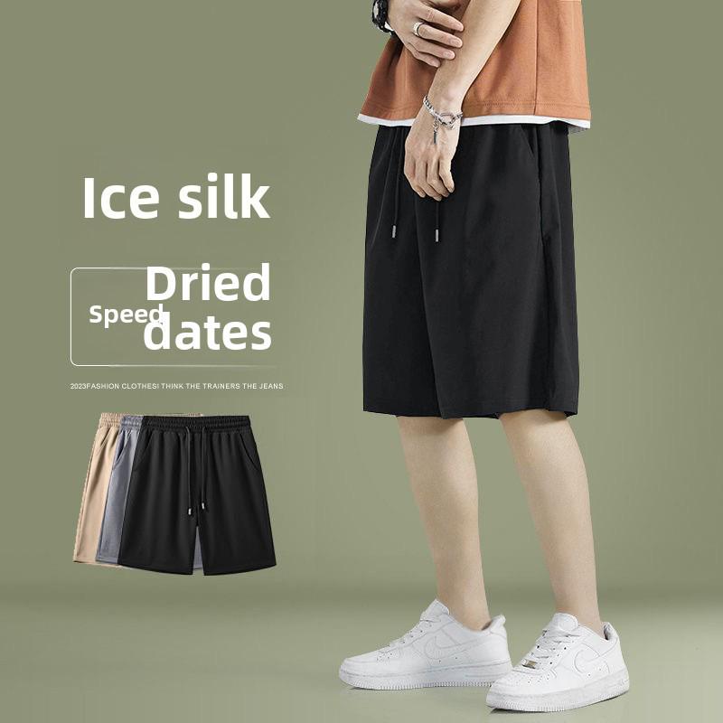 

Men s Casual Black Ice Silk Five-Point Sports Shorts L чорний