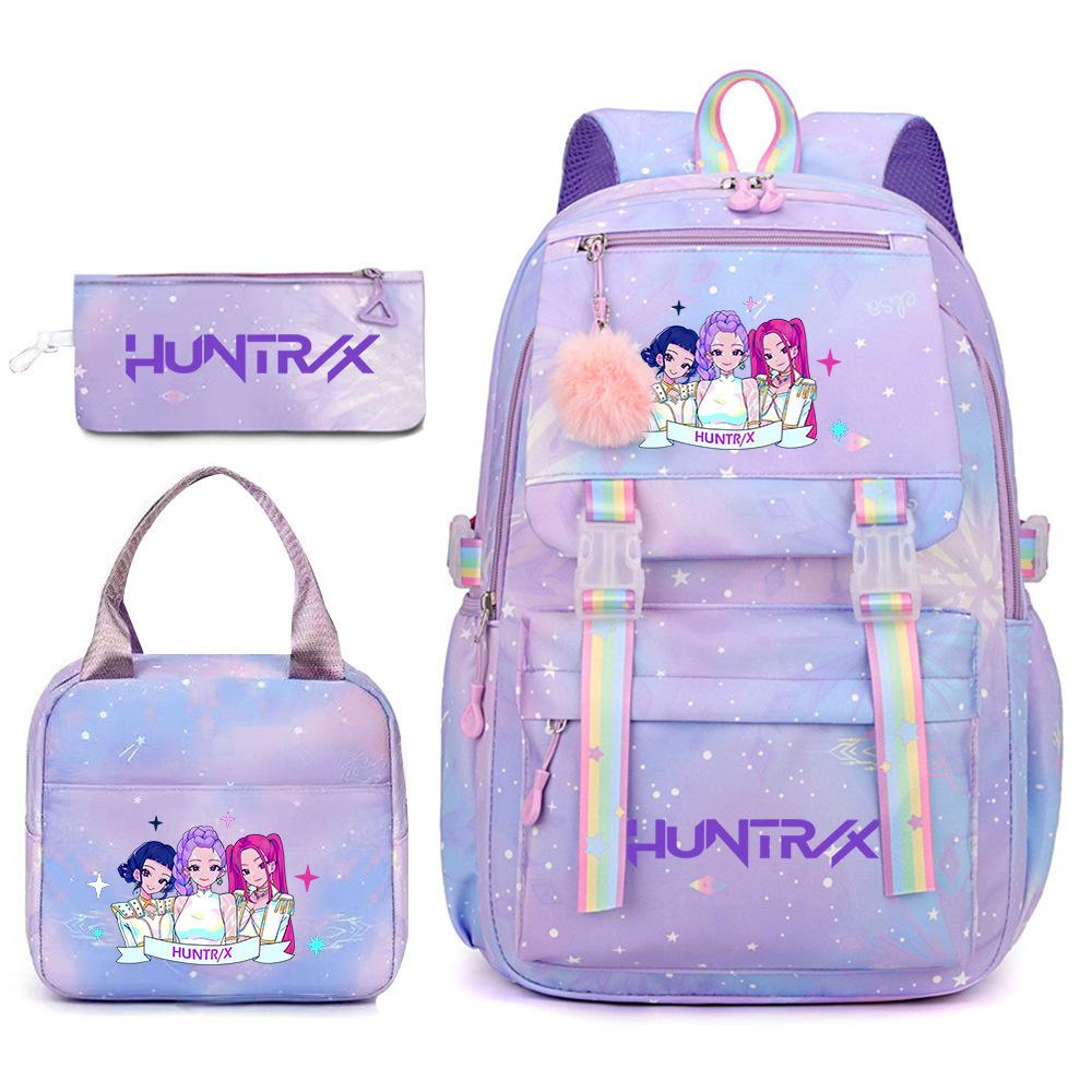 3 Peças/conjunto Mochila Fofa Estampada de Anime Kpop Bolsa de Viagem de Grande Capacidade para Adolescente Menina Menino Mochila Escolar Presente para Criança Rucksack
