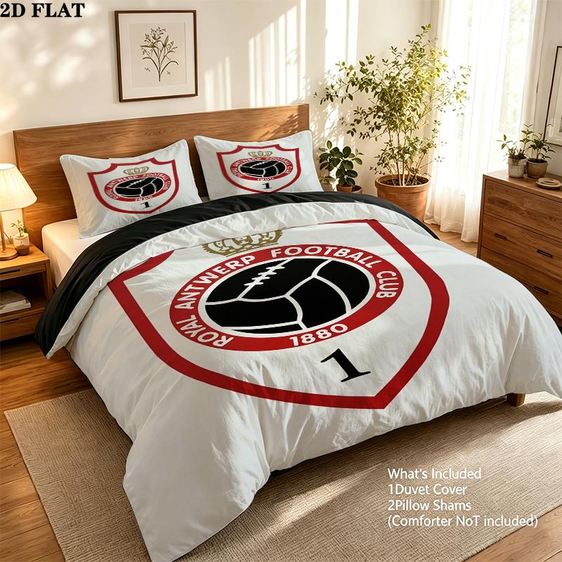 Royal Antwerp Fc Pattern Bedding uilt Set uilt Cover Pillowcase Home Decoration Birthday Gift (1 * duvet cover + 2 * pillowcase without core)