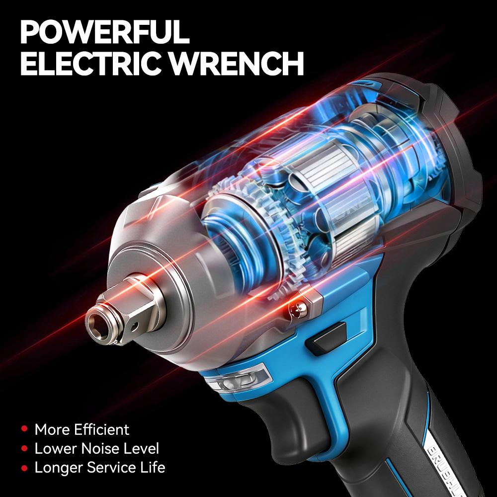 ONEVAN Brushless Electric Impact Wrench 1/2 Inch Cordless Hexs Socket Kit 3 In 1 Screwdriver Tool For Makita 18V Battery