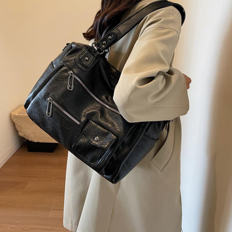 Vintage kabelka tote z PU kůže v evropském stylu Dámská velkokapacitní ležérní kabelka přes rameno crossbody Módní KTY