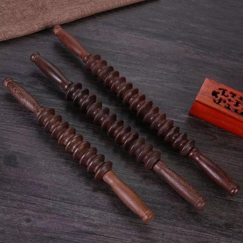 Wenge Wood Multifunctional Massage Roller for Neck, Shoulder, Back, and Abdomen