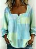 New Xiyin Summer T-Shirt Women's Printed Square Neck Button Bubble Sleeve Women's Top Women's