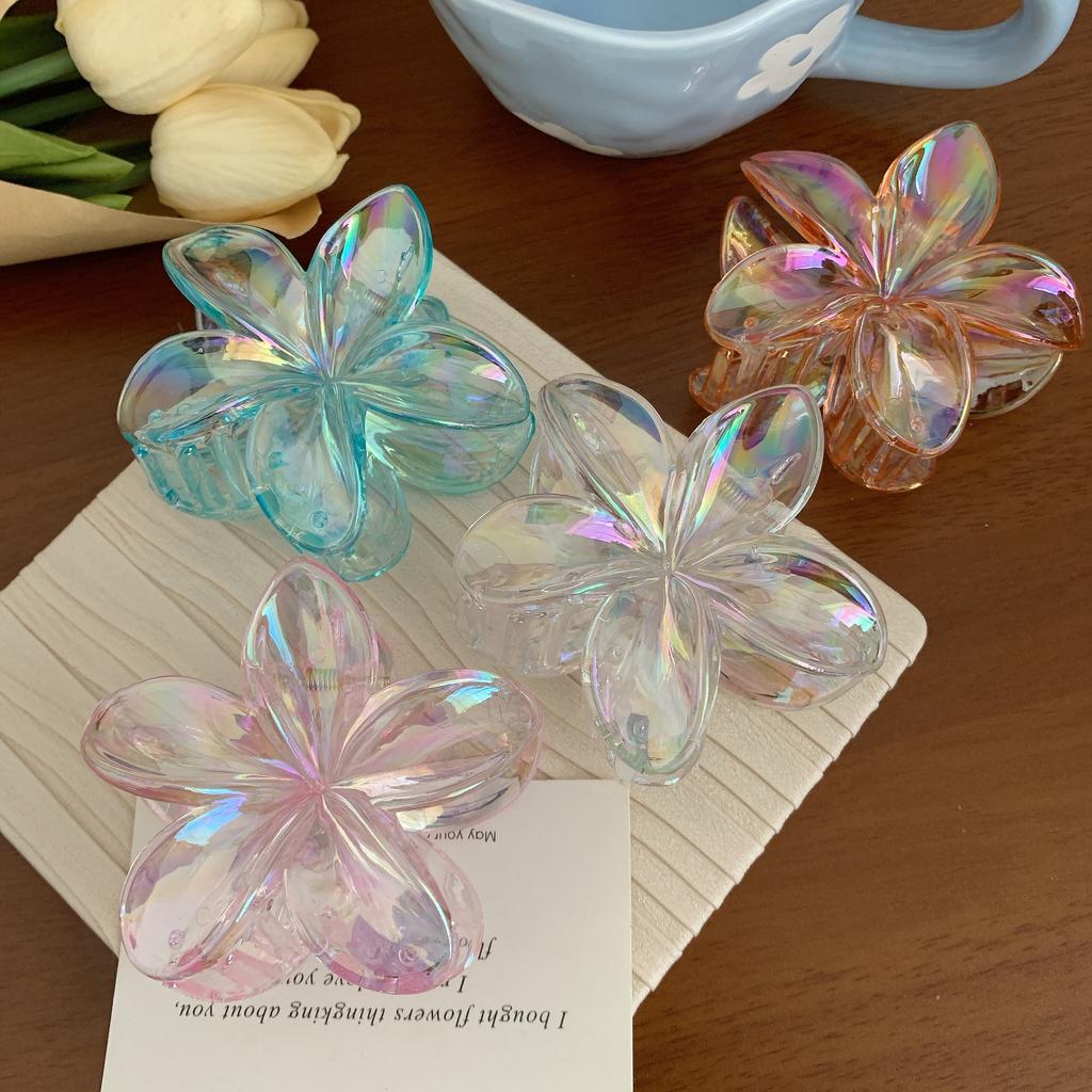 Vacation Egg Flower Hair Claw Bohemia Egg Floral Shark Clips Barrettes Girls Large Hairpins Hair Styling Accessories