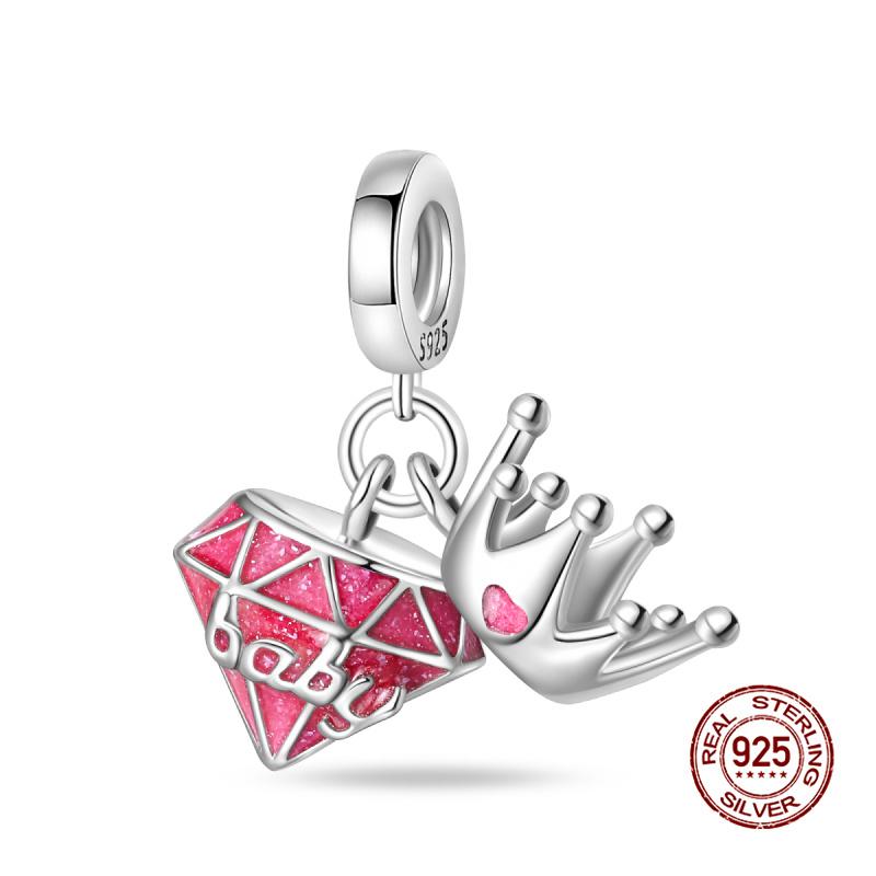 Original Charms Copper Pink Girly Heart-Shaped Charms Bead Fit 3Mm Original Bracelet Womens Diy Fine Jewelry Gifts